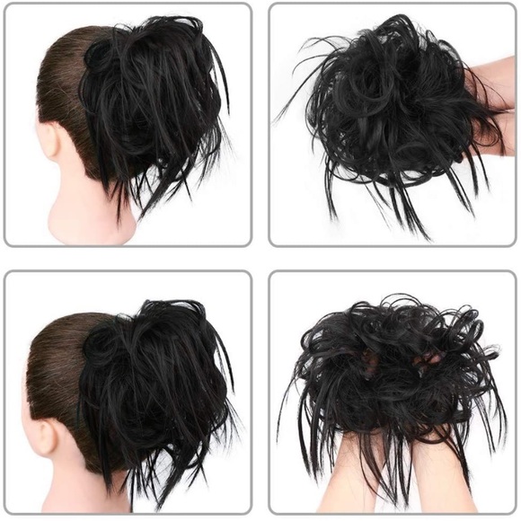 Hair Natural Black Messy Hair Bun Elastic Rubber Band Poshmark